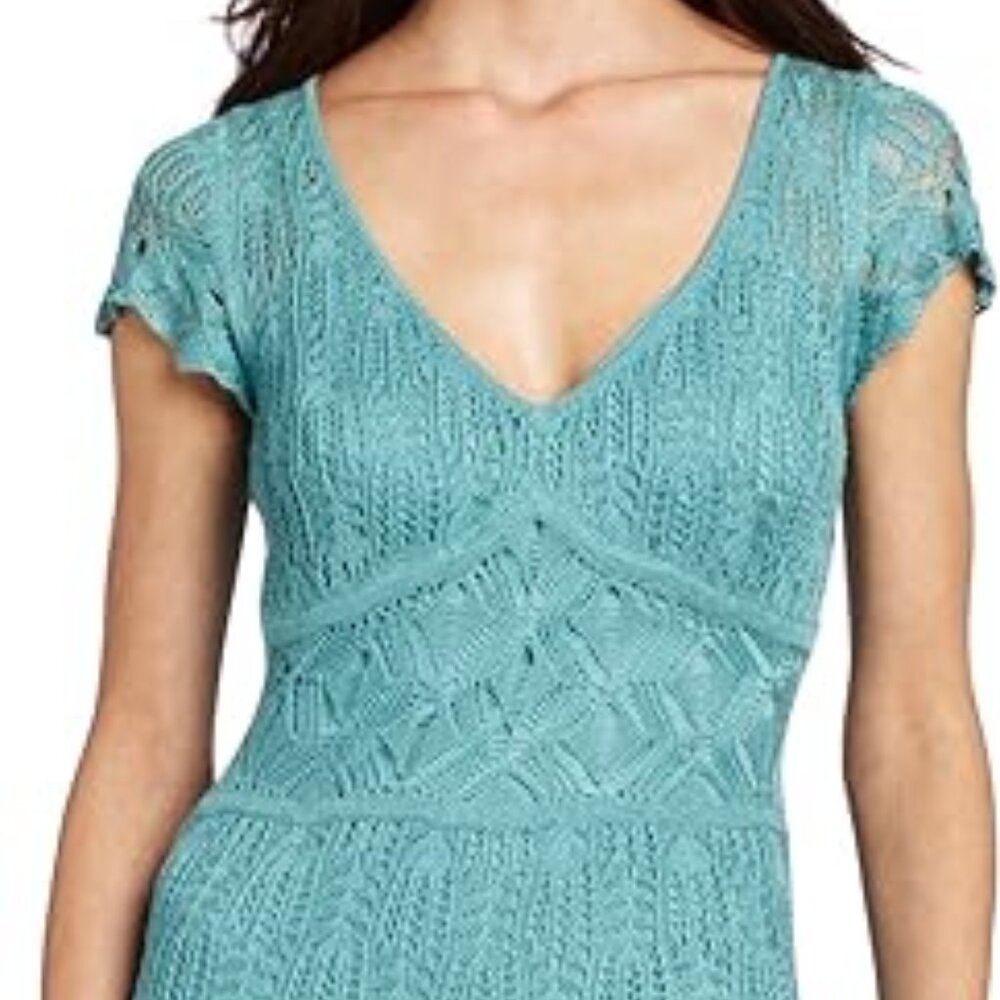 Julian Taylor  Crochet Knit Mint Dress
